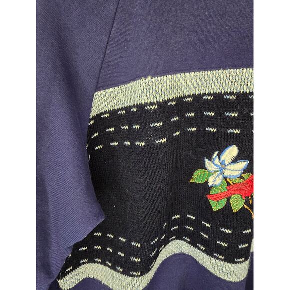Vintage Womens Large Floral Flower Collared Sweatshirt Grandma Core 90s Sweater - Picture 3 of 13
